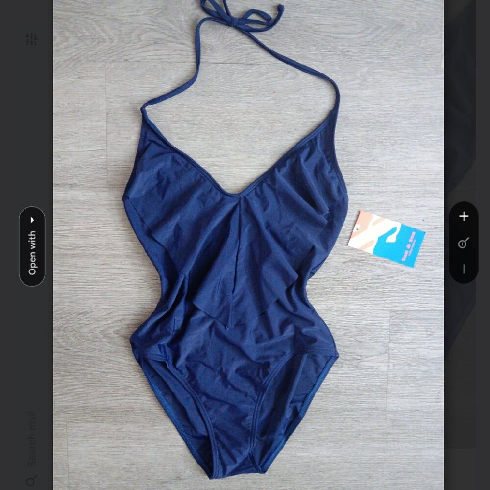 Sun & Sea | Deep Sea BLUE Ruffle Halter One-Piece Women XS Swimsuit